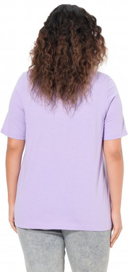 Ulla Popken Metallic Feather Short Sleeve Graphic Tee Lavender - Natisnjene majice za ženske - 