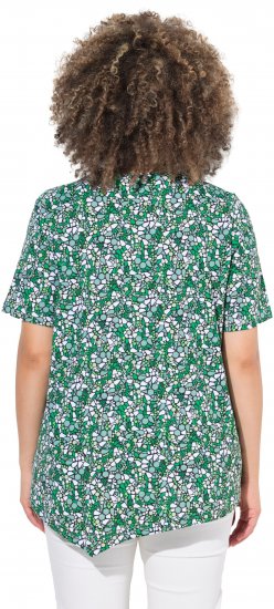 Ulla Popken Floral Pointed Hem Short Sleeve Tee Green - Natisnjene majice za ženske - 