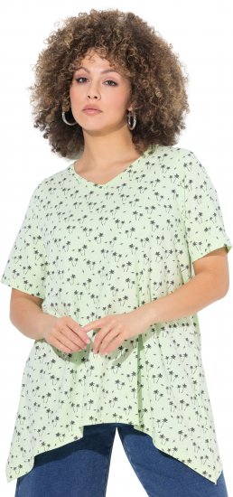 Ulla Popken Palm Tree Print Pointed Hem Tee Lett Lime - Natisnjene majice za ženske - 