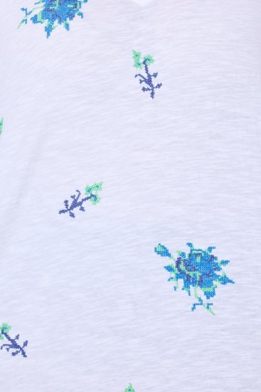 Ulla Popken Cross Stitch Short Sleeve Tee Snow White - Natisnjene majice za ženske - Ženske majice s potiskom