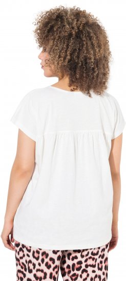 Ulla Popken Free Spirit Butterfly Cap Sleeve Graphic Tee Off-White - Natisnjene majice za ženske - 