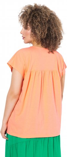 Ulla Popken Free Spirit Butterfly Cap Sleeve Graphic Tee Coral - Natisnjene majice za ženske - 
