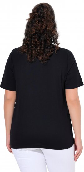 Ulla Popken Flamingo Short Sleeve Graphic Tee Black - Natisnjene majice za ženske - 