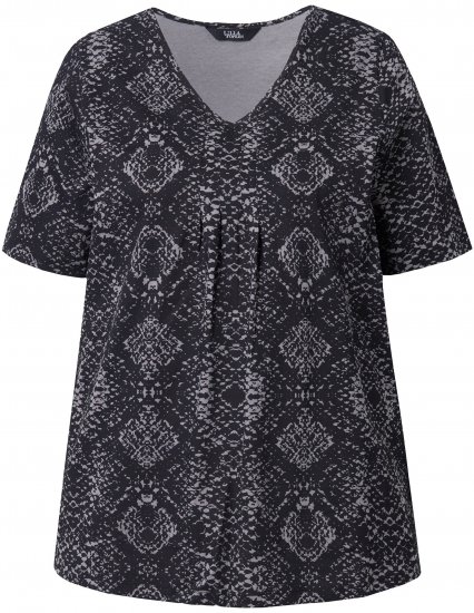 Ulla Popken Snake Print V-Neck Tee Graphite Grey - Natisnjene majice za ženske - 
