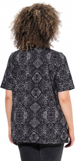 Ulla Popken Snake Print V-Neck Tee Graphite Grey - Natisnjene majice za ženske - 