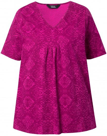 Ulla Popken Snake Print V-Neck Tee Magnolia Red - Natisnjene majice za ženske - 