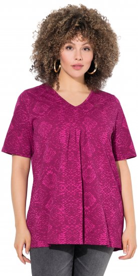 Ulla Popken Snake Print V-Neck Tee Magnolia Red - Natisnjene majice za ženske - 