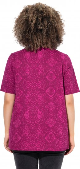 Ulla Popken Snake Print V-Neck Tee Magnolia Red - Natisnjene majice za ženske - 