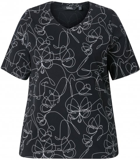 Ulla Popken Abstract Animal Print Short Sleeve Tee Black - Natisnjene majice za ženske - 