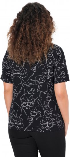 Ulla Popken Abstract Animal Print Short Sleeve Tee Black - Natisnjene majice za ženske - 