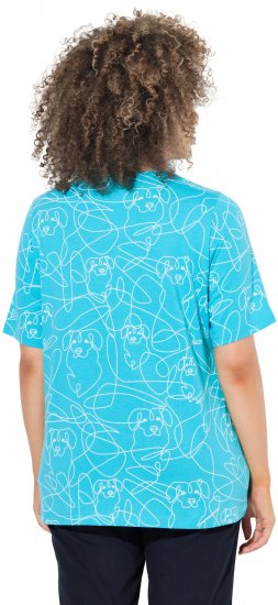Ulla Popken Abstract Animal Print Short Sleeve Tee Deep Aqua - Natisnjene majice za ženske - 