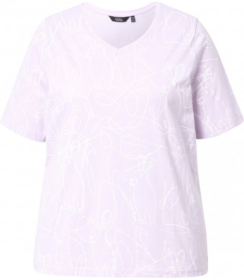 Ulla Popken Abstract Animal Print Short Sleeve Tee Lavender - Natisnjene majice za ženske - 