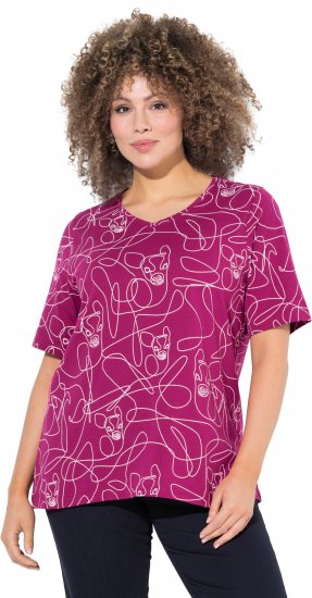 Ulla Popken Abstract Animal Print Short Sleeve Tee Magnolia Red - Natisnjene majice za ženske - 