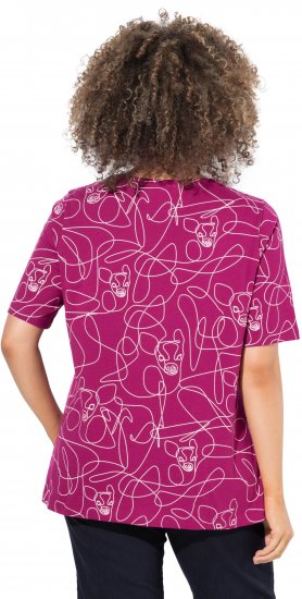 Ulla Popken Abstract Animal Print Short Sleeve Tee Magnolia Red - Natisnjene majice za ženske - 