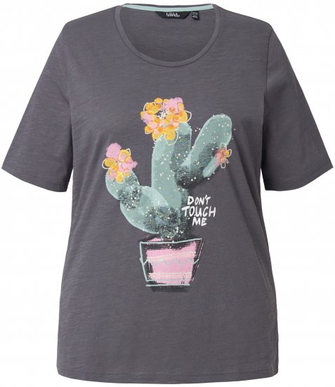Ulla Popken Cactus Short Sleeve Graphic Tee Graphite Grey - Natisnjene majice za ženske - 