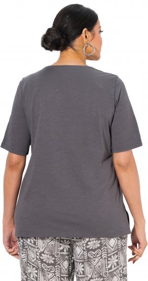 Ulla Popken Cactus Short Sleeve Graphic Tee Graphite Grey - Natisnjene majice za ženske - 