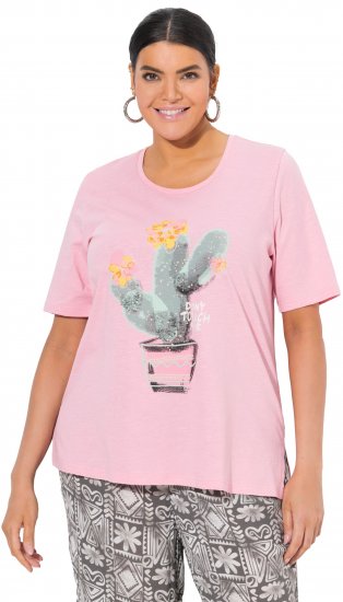 Ulla Popken Cactus Short Sleeve Graphic Tee Pink - Natisnjene majice za ženske - 