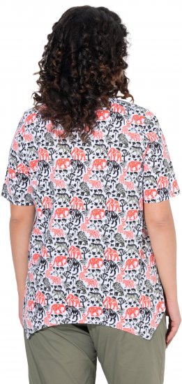 Ulla Popken Half-sleeve A-line V-neck Pointed Hem Animal Pattern T-shirt Snow White - Natisnjene majice za ženske - 