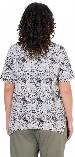 Ulla Popken Half-sleeve A-line V-neck Pointed Hem Animal Pattern T-shirt Moss - Natisnjene majice za ženske - 