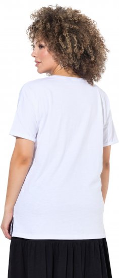 Ulla Popken Bow Short Sleeve Graphic Tee Snow White - Natisnjene majice za ženske - 