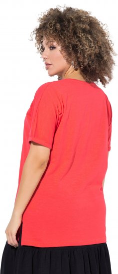 Ulla Popken Bow Short Sleeve Graphic Tee Light Red - Natisnjene majice za ženske - 