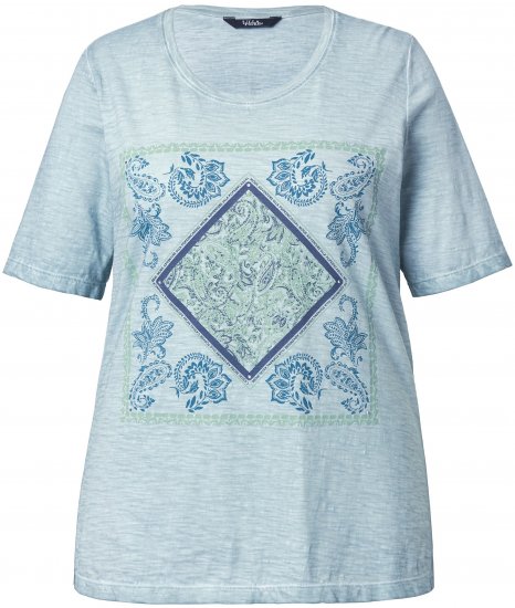 Ulla Popken Paisley Short Sleeve Graphic Tee Light Moss Green - Natisnjene majice za ženske - 