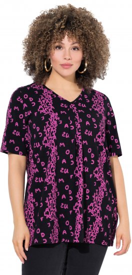 Ulla Popken Letter Print Short Sleeve Tee Magnolia Red - Natisnjene majice za ženske - 