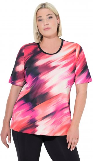 Ulla Popken Cutout Abstract Print Short Sleeve Tee Hibiscus Red - Natisnjene majice za ženske - 