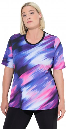 Ulla Popken Cutout Abstract Print Short Sleeve Tee Ink Blue - Natisnjene majice za ženske - 