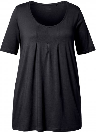 Ulla Popken Essential Front Pleat Tee Black - Majice - 