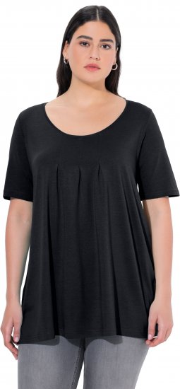 Ulla Popken Essential Front Pleat Tee Black - Majice - 