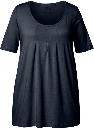 Ulla Popken Essential Front Pleat Tee Navy Blue - Majice - 
