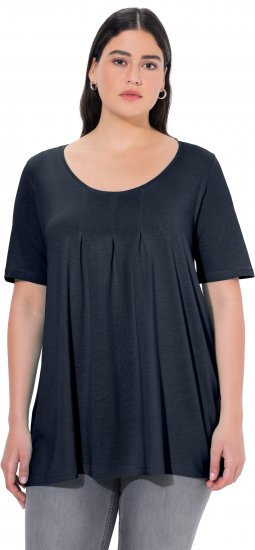 Ulla Popken Essential Front Pleat Tee Navy Blue - Majice - 