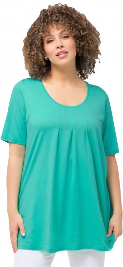 Ulla Popken Essential Front Pleat Tee Turquoise Green - Majice - 