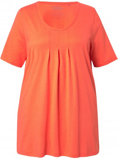 Ulla Popken Essential Front Pleat Tee Pink Coral - Majice - 