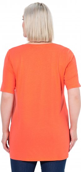 Ulla Popken Essential Front Pleat Tee Pink Coral - Majice - 