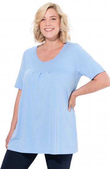 Ulla Popken Essential Front Pleat Tee Light Blue - Majice - 