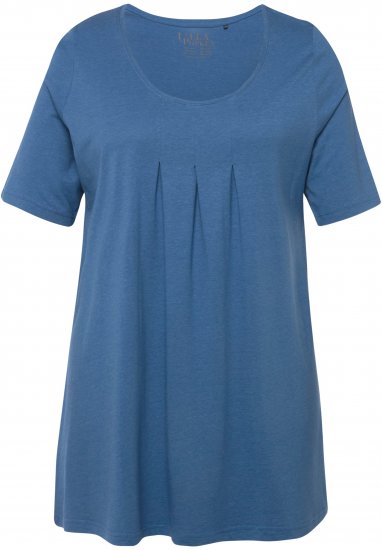 Ulla Popken Essential Front Pleat Tee Denim Blue - Majice - 