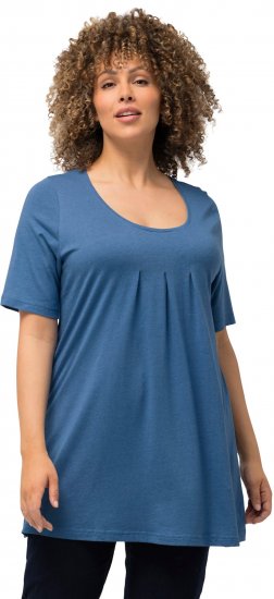 Ulla Popken Essential Front Pleat Tee Denim Blue - Majice - 