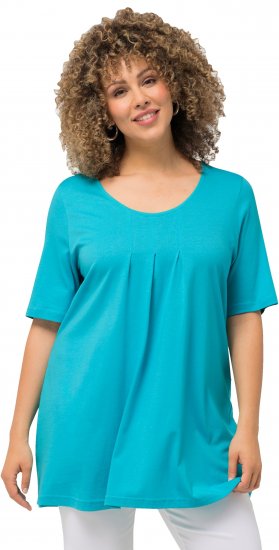 Ulla Popken Essential Front Pleat Tee Deep Aqua - Majice - 