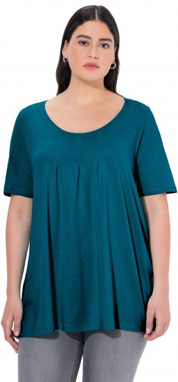 Ulla Popken Essential Front Pleat Tee Cerulean - Majice - 