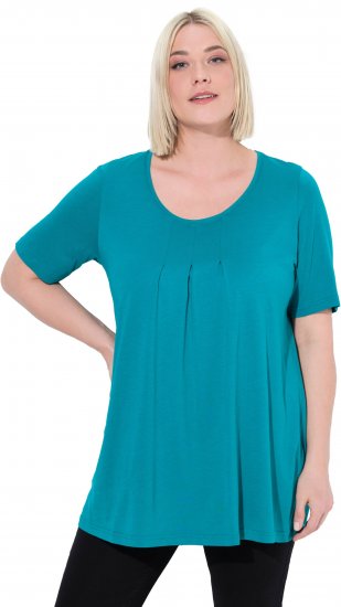 Ulla Popken Essential Front Pleat Tee Teal - Majice - 