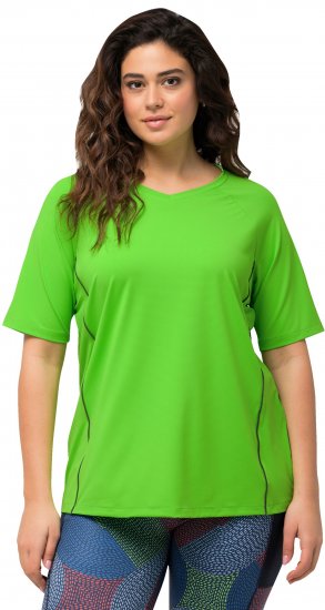 Ulla Popken Piping Accent Functional UVP 50+ Stretch Knit Top Light Green - Majice - 