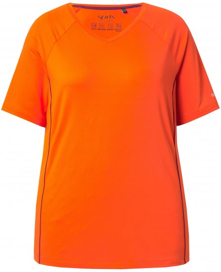 Ulla Popken Piping Accent Functional UVP 50+ Stretch Knit Top Orange Red - Majice - 