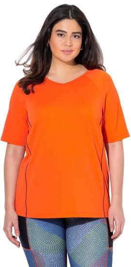 Ulla Popken Piping Accent Functional UVP 50+ Stretch Knit Top Orange Red - Majice - 