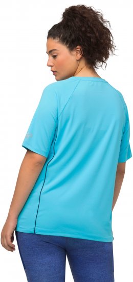Ulla Popken Piping Accent Functional UVP 50+ Stretch Knit Top Bright Turquoise - Majice - 