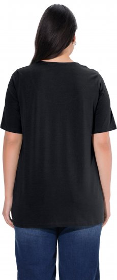 Ulla Popken Essential Notch Neck Stretch Tee Black - Majice - 