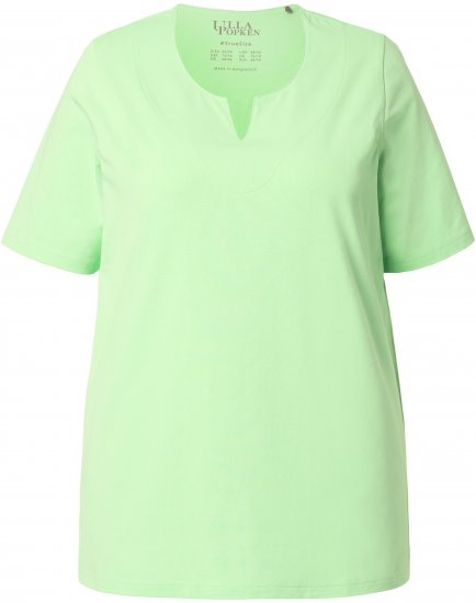 Ulla Popken Essential Notch Neck Stretch Tee Light Green - Majice - 