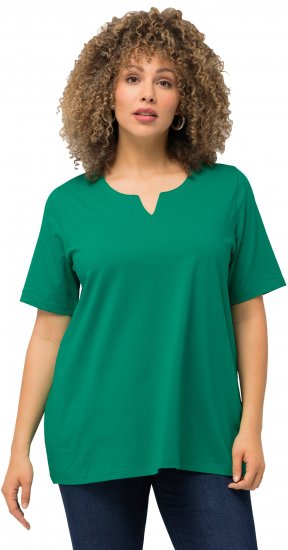 Ulla Popken Essential Notch Neck Stretch Tee Emerald Green - Majice - 