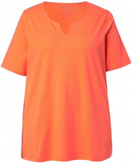 Ulla Popken Essential Notch Neck Stretch Tee Coral Pink - Majice - 